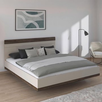 Sajo bed - champagne & atlantic dark oak - 6ft queen size