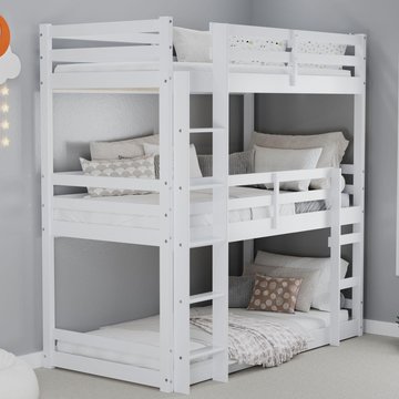 Tressa kids triple bunk bed - white