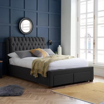 Valentino bed - charcoal fabric - 4ft 6in double