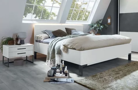 Breda bed - wooden headboard - white - variation available