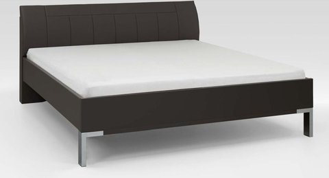 Tokio havana leather cushion bed - 5ft king size - chrome angled feet - 160cm x 200cm