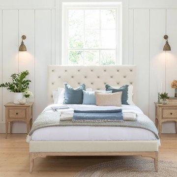 Toulon bed - cream fabric - sizes available