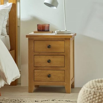 Marlborough bedside cabinet - 3 drawer - oak