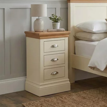 Versailles bedside cabinet - 3 drawer compact - ivory painted