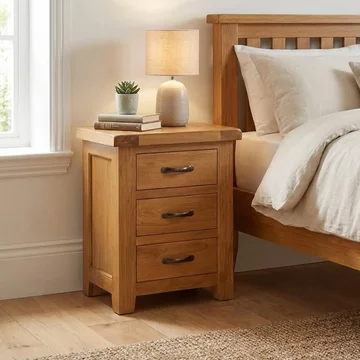 Somer bedside cabinet - 3 drawer - oak