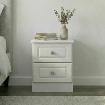 Pembroke bedside cabinet - 2 drawer - white