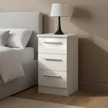 Knightsbridge bedside cabinet - 3 drawer - white gloss