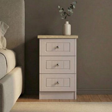 Vienna bedside cabinet - 3 drawer - cashmere