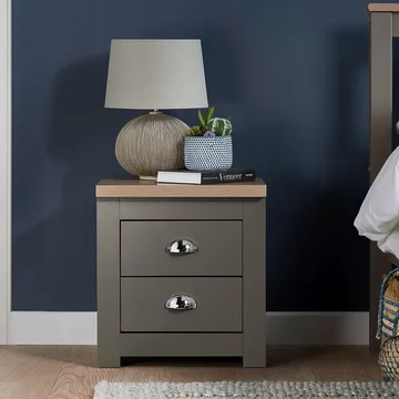 Highgate bedside cabinet - 2 drawer - dark grey painted