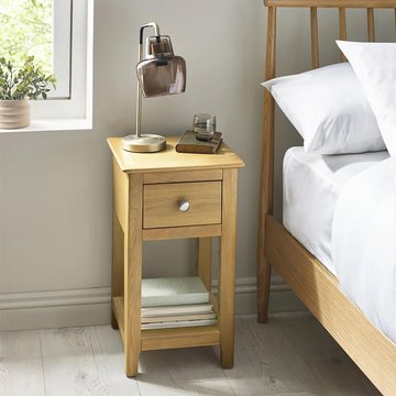 Somerset compact bedside table - 1 drawer - oak