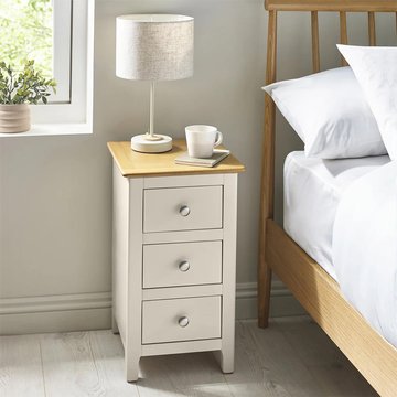 Somerset compact bedside table - 3 drawer - truffle grey and oak