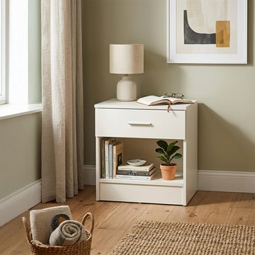 Clearance - rico costa bedside cabinet - 1 drawer - white - fss17181
