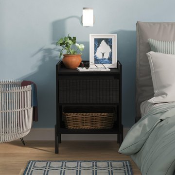 Osaka bedside cabinet - 1 drawer - black ash fluted