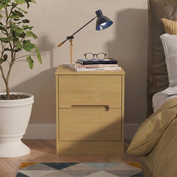 Monaco bedside cabinet - 2 drawer - modern oak