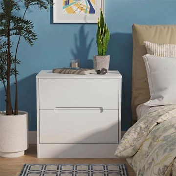 Monaco bedside cabinet - wide - 2 drawer - white
