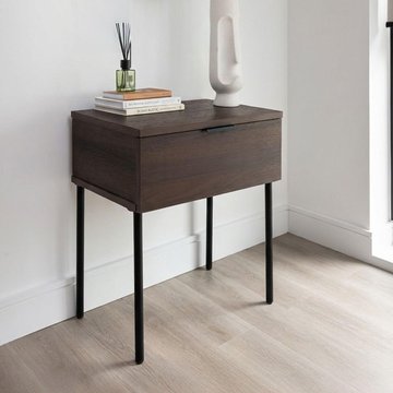 Luna bedside table - 1 drawer - espresso and black - wood and metal