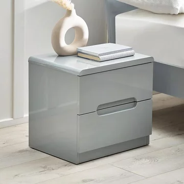 Manhattan bedside cabinet - 2 drawer - grey high gloss