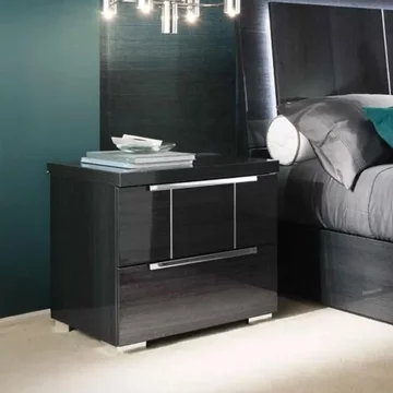 Versilia bedside cabinet - 2 drawer - black