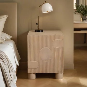 Austin bedside table - 1 door - fluted - natural - mango wood