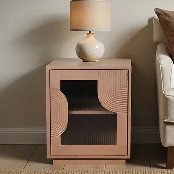 Indus bedside table - 1 door - pale taupe - mango wood