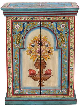 Abali bedside cabinet - mango wood - painted - 2 door