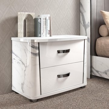 Anna bedside cabinet - 2 drawer - white
