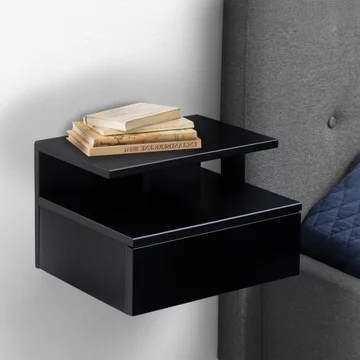 Ashlan bedside table - 1 drawer - wall mounted - floating - black painted