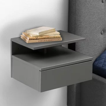 Ashlan bedside table - 1 drawer - wall mounted - floating - grey painted