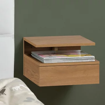 Ashlan bedside table - 1 drawer - wall mounted - floating - oak