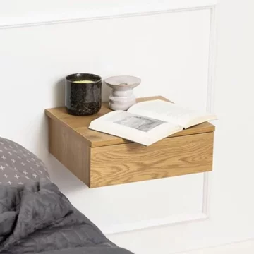 Avignon bedside table - 1 drawer - wall mounted - floating - oak