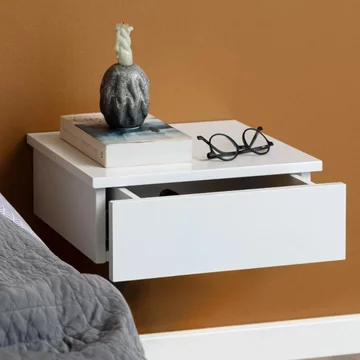 Avignon bedside table - 1 drawer - wall mounted - floating - white painted