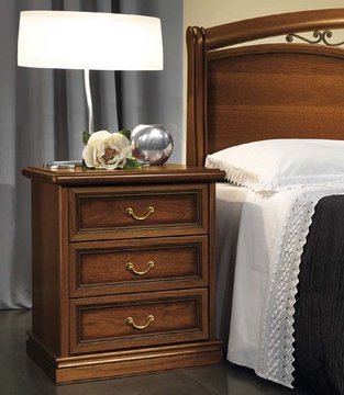 Nostalgia italian bedside cabinet - 3 drawer - walnut