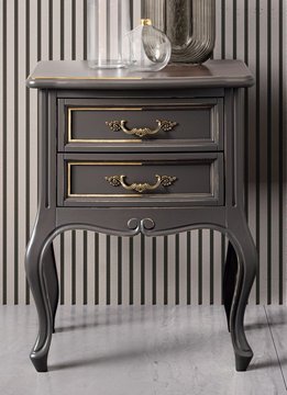 Verdi italian bedside table - 2 drawer - grey - french style