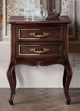 Verdi italian bedside table - 2 drawer - walnut - french style