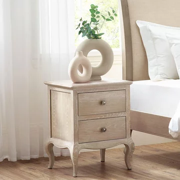 Camille bedside cabinet - 2 drawer - french style - oak