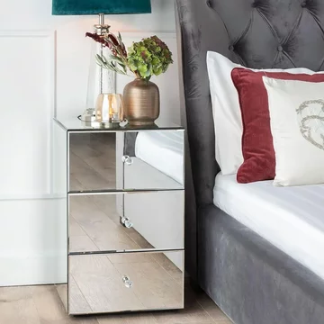 Chelsea bedside cabinet - 3 drawer - mirrored