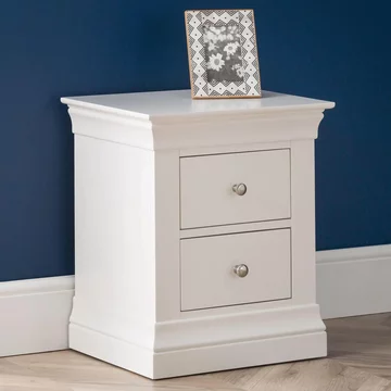 Clermont bedside cabinet - 2 drawer - white