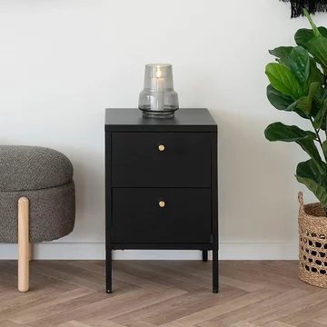 Dalby bedside cabinet - 2 drawer - metal - black