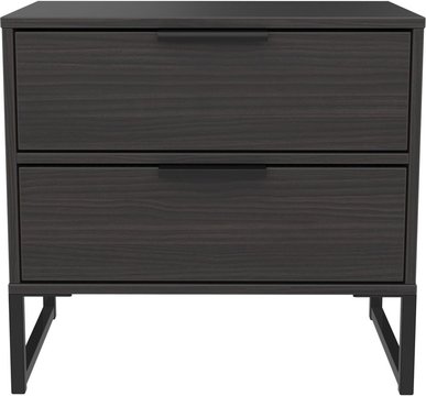 Diego bedside cabinet - 2 drawer - black