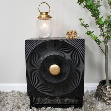 Bedside cabinet - 1 door - black mango wood