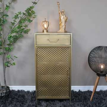 Bedside cabinet - 1 door - 1 drawer - gold metal