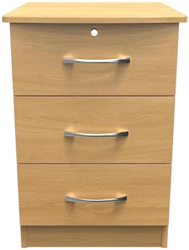 Eve bedside cabinet - 3 drawer with lock - oak