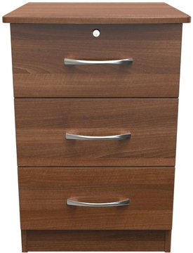 Eve bedside cabinet - 3 drawer with lock - walnut