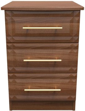Faye bedside cabinet - 3 drawer - walnut
