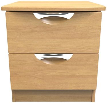 Flora bedside cabinet - 2 drawer - oak