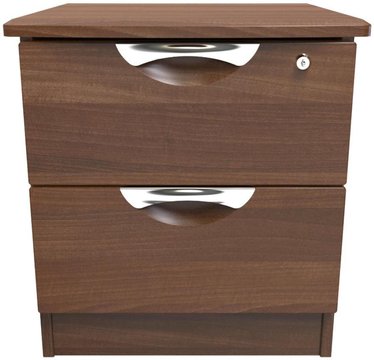 Flora bedside cabinet - 2 drawer with lock - walnut
