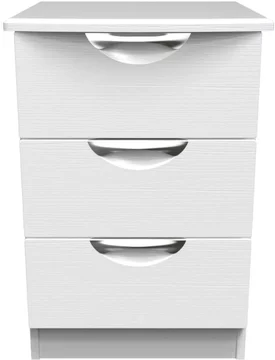 Flora bedside cabinet - 3 drawer - white