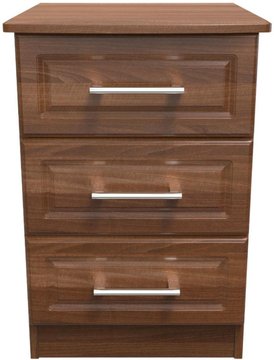 Gina bedside cabinet - 3 drawer - walnut