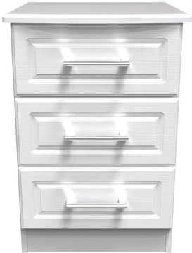 Gina bedside cabinet - 3 drawer - white