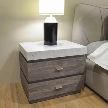 Goya bedside cabinet - marble top - 2 drawer - variation available